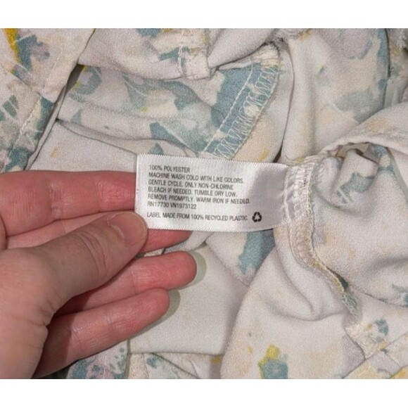 A New Day Dress XXL Women's Cream Floral Ruffle Hem Short Sleeve Shift Relaxed - Picture 7 of 7